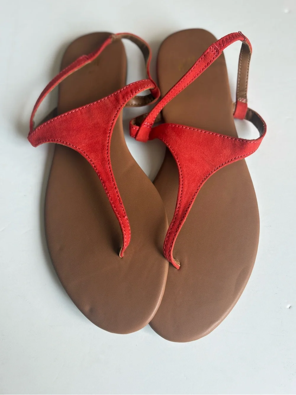 H&M Red/Orange T-Strap Slingback Sandals